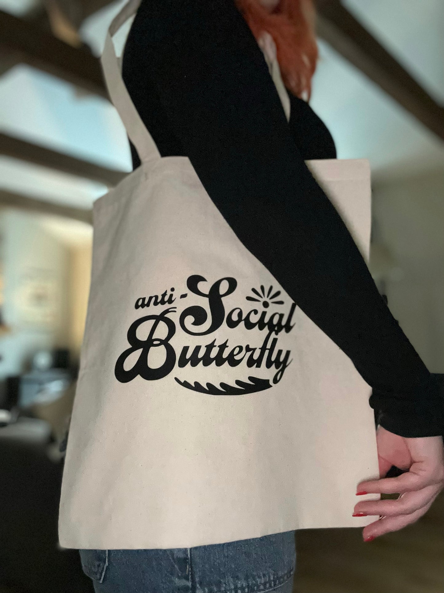 "Anti-Social Butterfly" Cotton Tote Bag