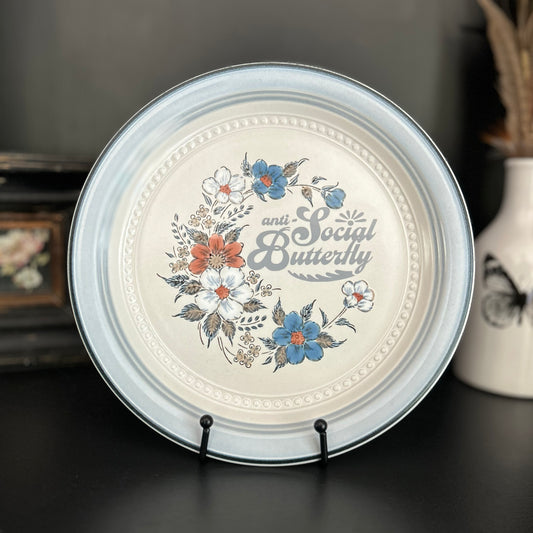 "Anti-Social Butterfly" | Vintage Decorative Plate |  11 in