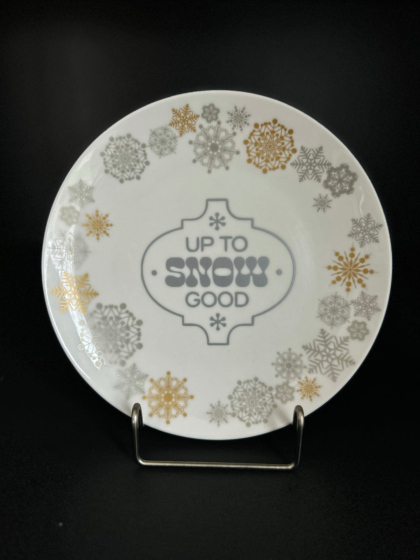 "Up To Snow Good" | Vintage Upcycled Plate | 7.5 in