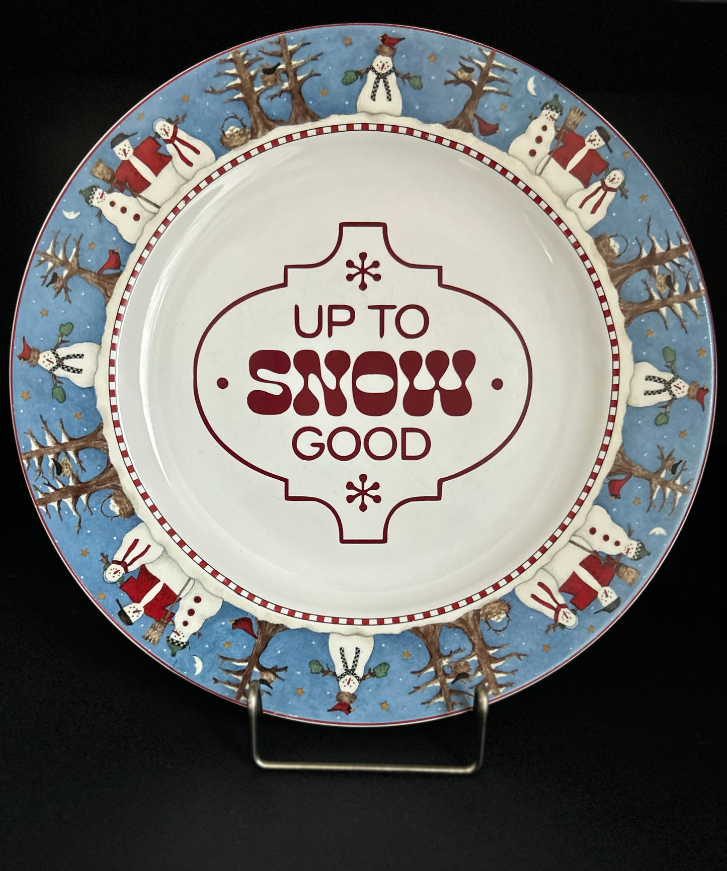 "Up To Snow Good" | Vintage Upcycled Plate | 11 in