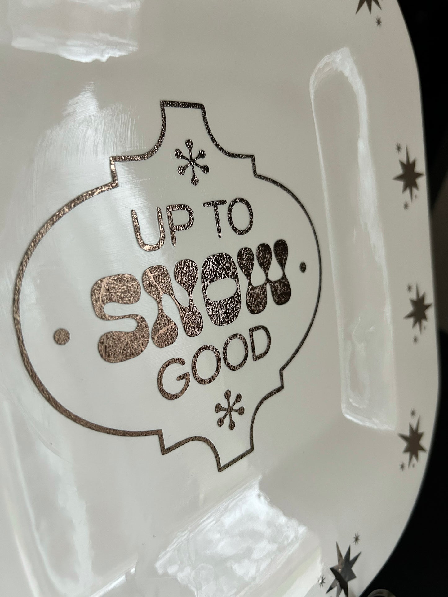 "Up To Snow Good" | Vintage Upcycled Platter | 12 in