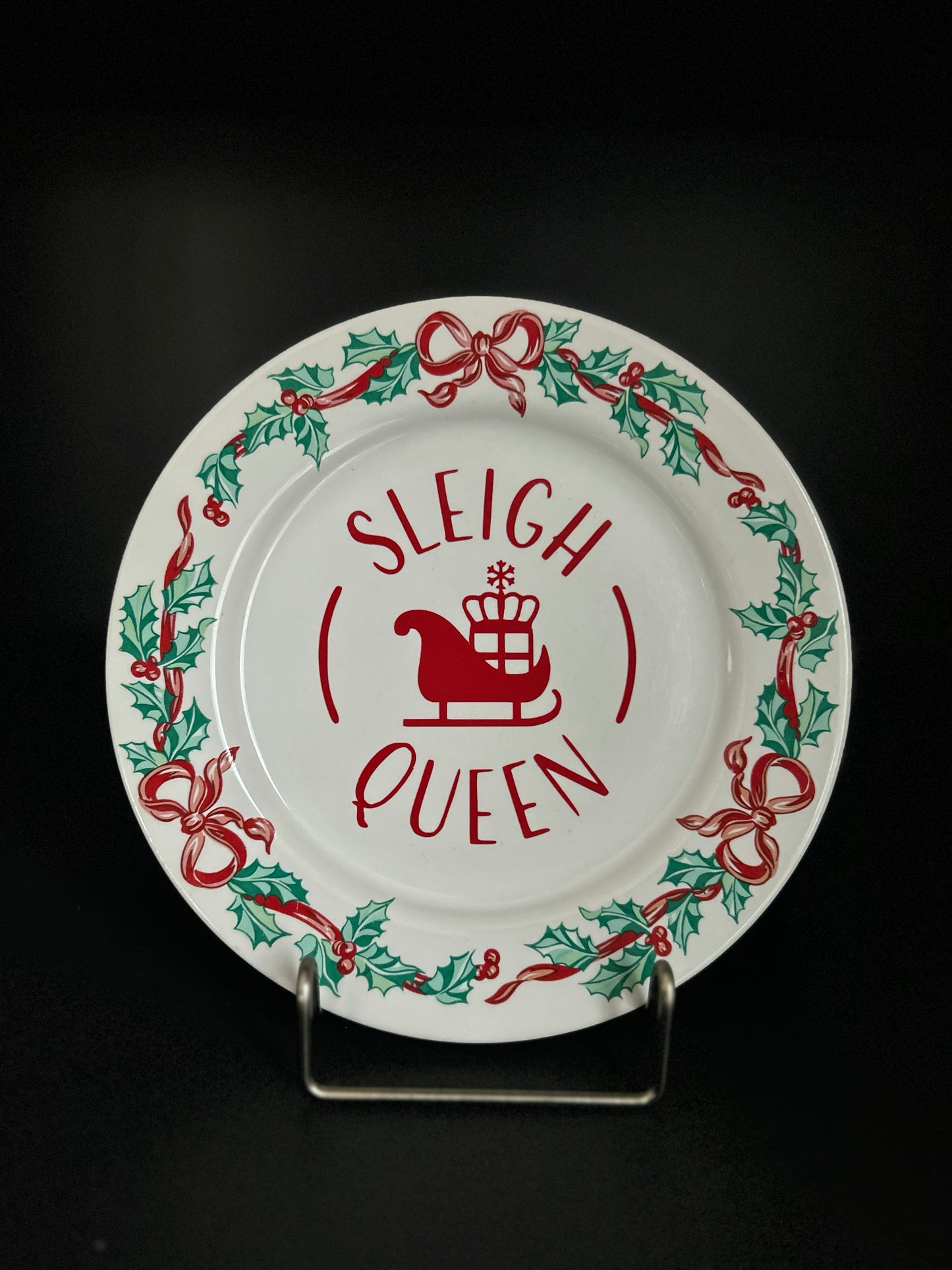 "Sleigh Queen" | Vintage Upcycled Plate |  7.625 in