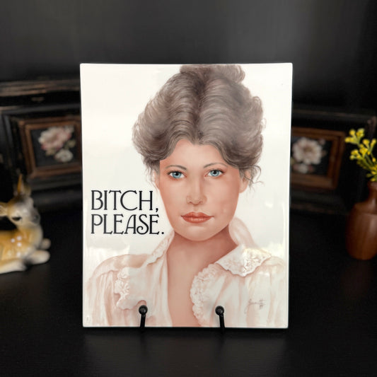 "Bitch Please" | Vintage Upcycled Painting |  10 in