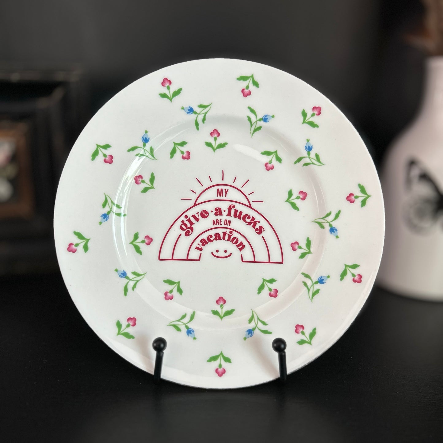 "My GAFs are on Vacation" | Vintage Upcycled Plate |  8.25 in