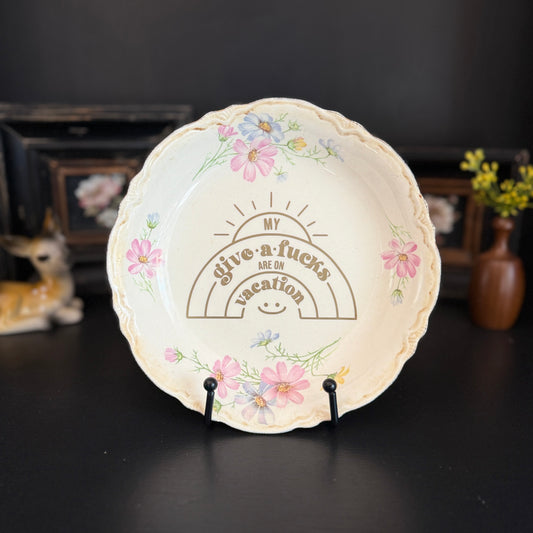 "My GAFs are on Vacation" | Upcycled Vintage Decorative Plate |  8 in
