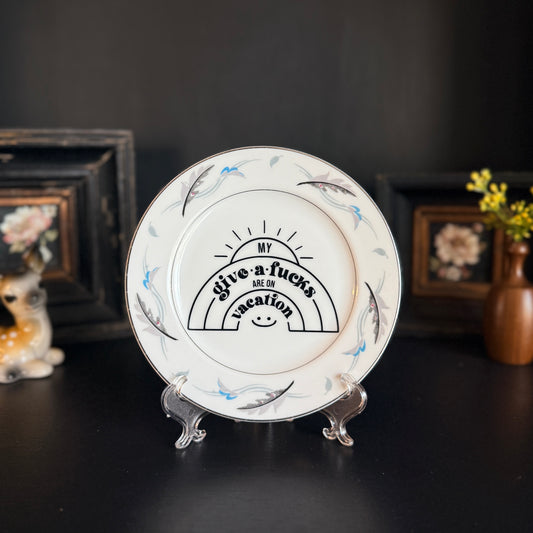 "My GAFs are on Vacation" | Upcycled Vintage Decorative Plate | 6.5 in
