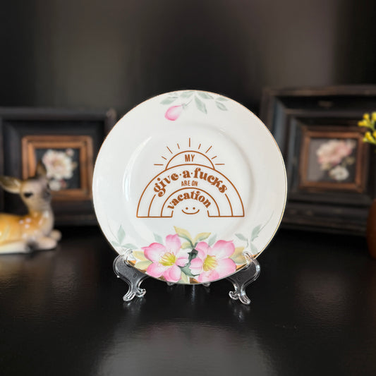 "My GAFs are on Vacation" | Upcycled Vintage Decorative Trinket Tray | 5.5 in