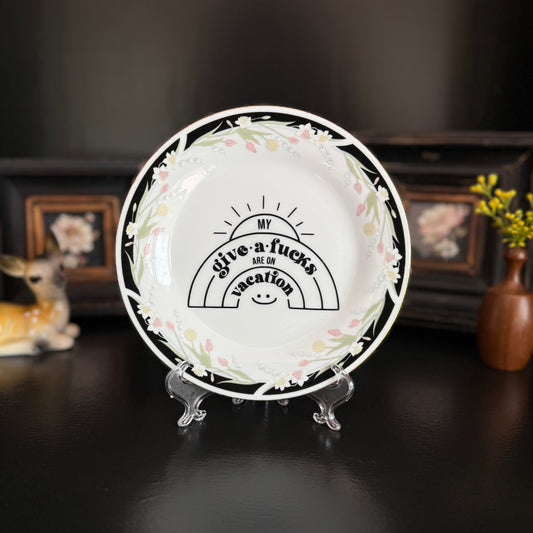 "My GAFs are on Vacation" | Upcycled Vintage Decorative Plate |  7.5 in