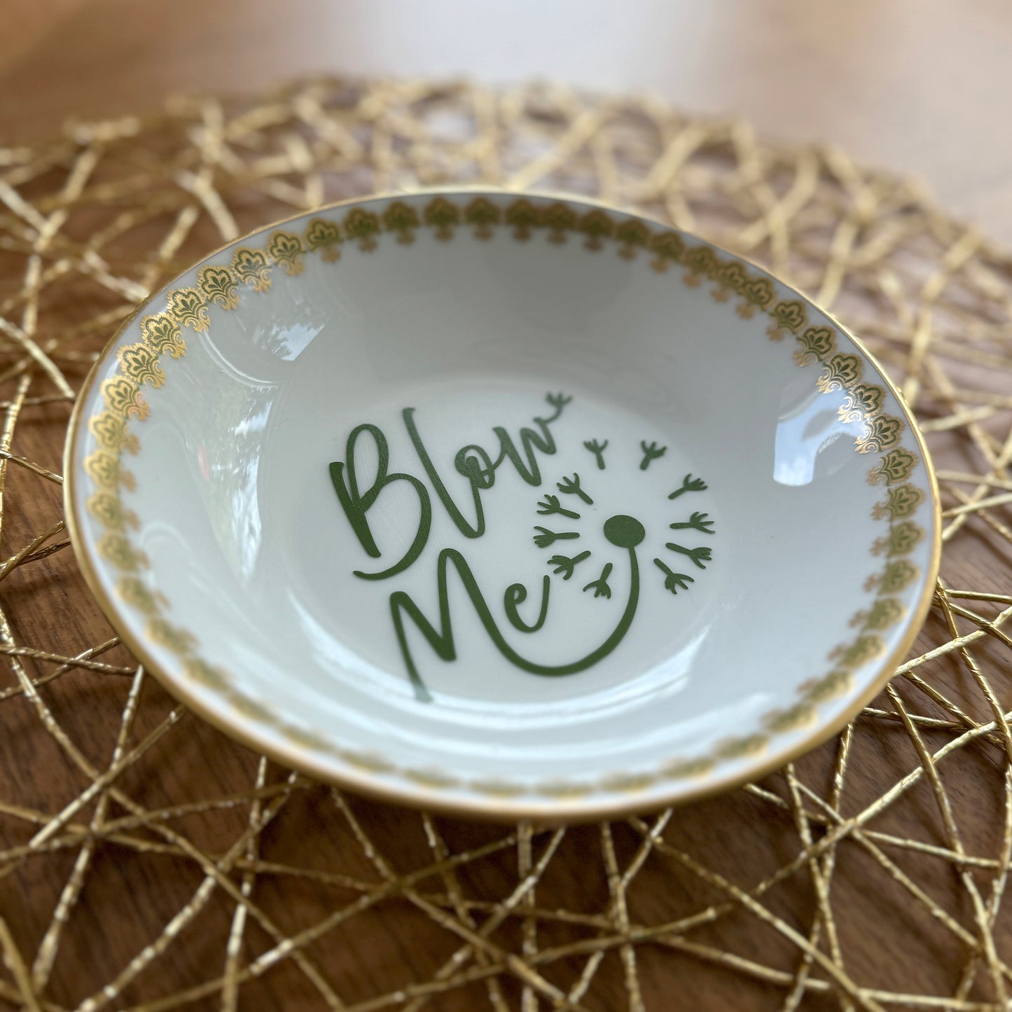 "Blow Me" | Sassy Trinket Tray | Upcycled Vintage Dish |  6 in