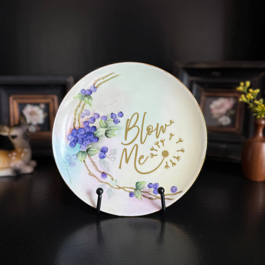 "Blow Me" | Naughty Decor | Upcycled Vintage Decorative Plate | 7.5 in