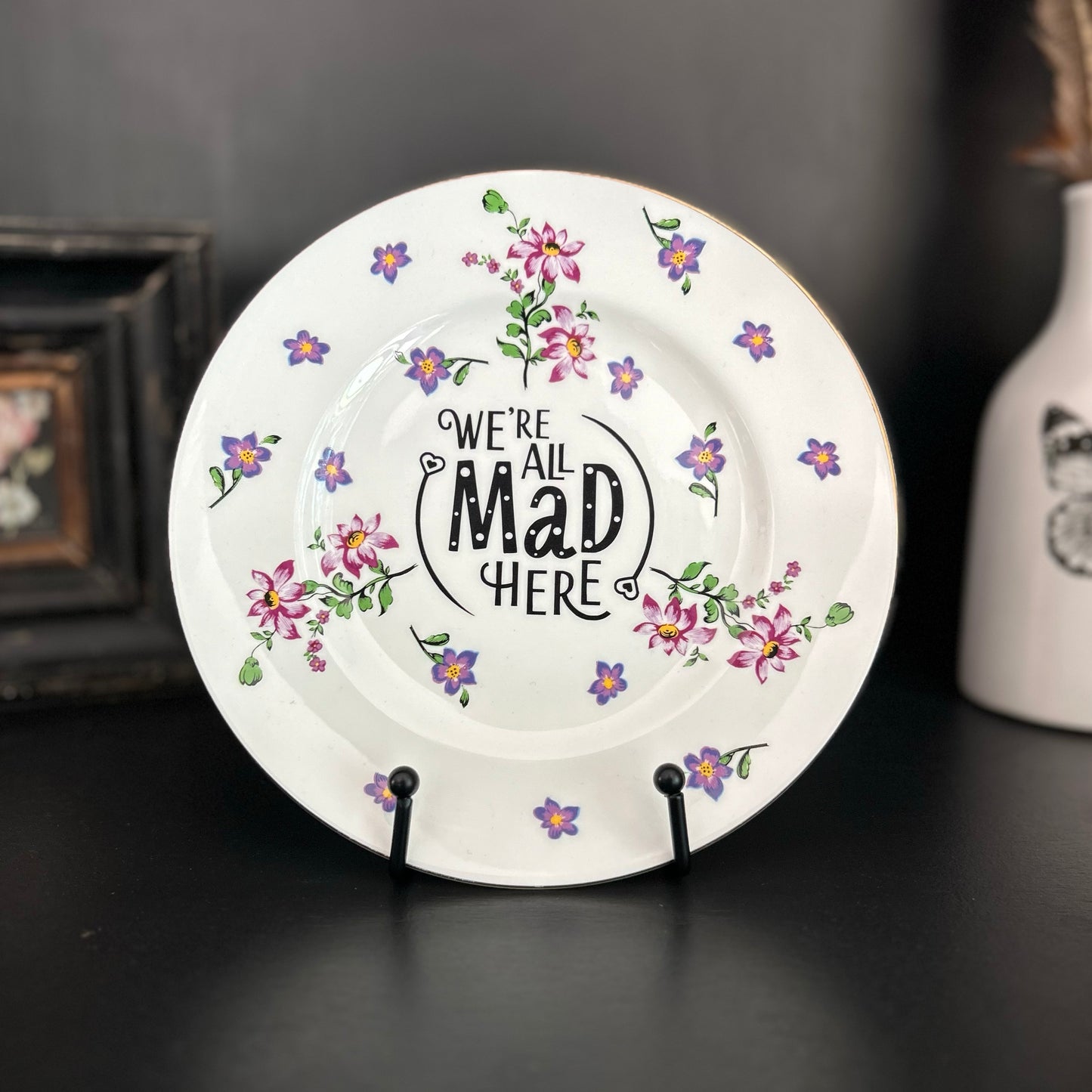 "We're All Mad Here" | Vintage Decorative Plate |  8 in