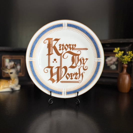 Know Thy Worth | Upcycled Vintage Decorative Platter |  8 in