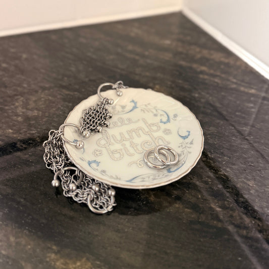 "Dumb Bitch" | Upcycled Vintage Tiny Trinket Tray | 4 in