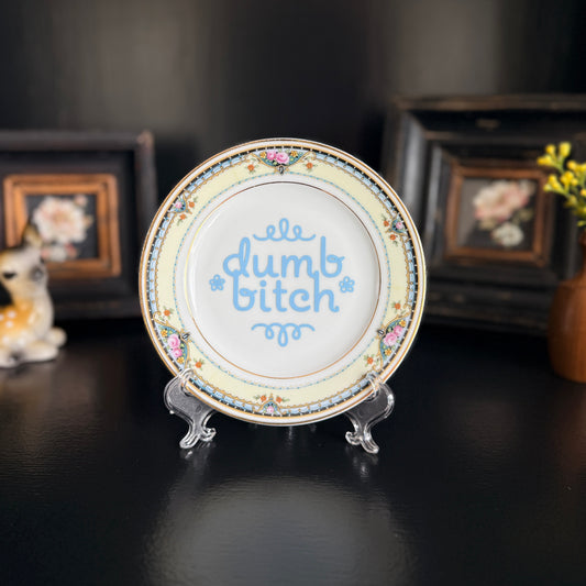 "Dumb Bitch" | Snarky Home Decor | Upcycled Vintage Decorative Plate | 6 in