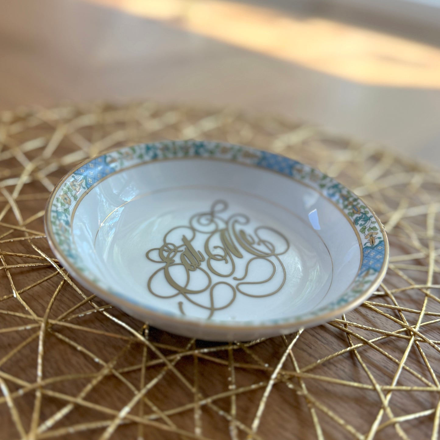 "Eat Me" | Sassy Home Decor | Alice in Wonderland | Upcycled Vintage Trinket Tray |  5 in