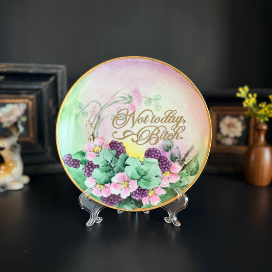 "Not Today, Bitch" | Sassy Home Decor | Vintage Upcycled Decorative Plate | 7 in
